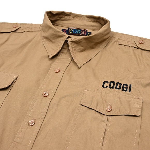 Vintage Coogi Shirt 3XL‎ Mens Military Button Up Back Logo Khaki Y2K Rare - Picture 6 of 12